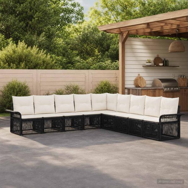 ARDEBO.de - Gartensofa-set 9 stk. Schwarz Poly-Rattan