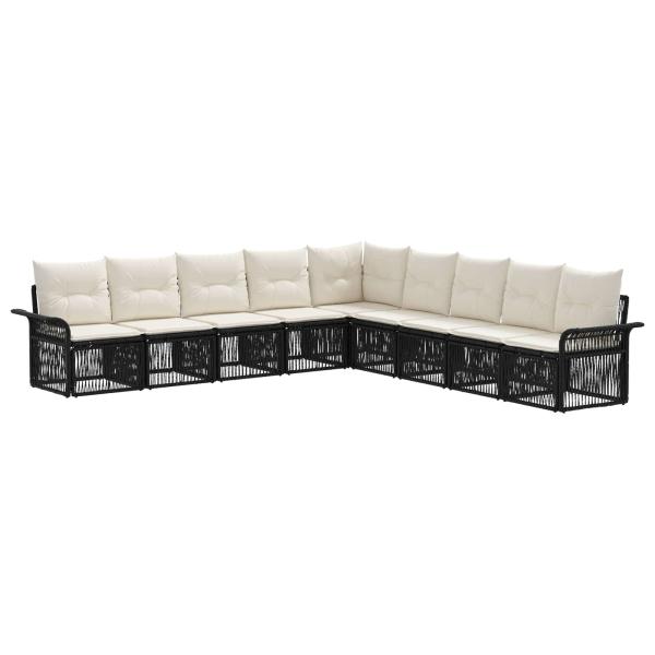 Gartensofa-set 9 stk. Schwarz Poly-Rattan