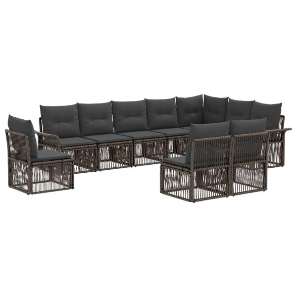 Gartensofa-set 10 stk. Grau Poly-Rattan