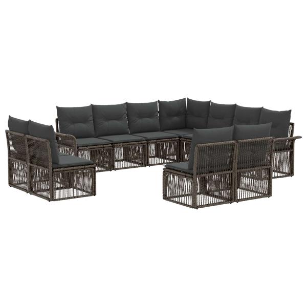 Gartensofa-set 11 stk. Grau Poly-Rattan