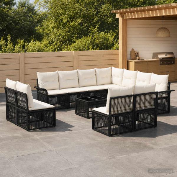 ARDEBO.de - Gartensofa-set 12 stk. Schwarz Poly-Rattan