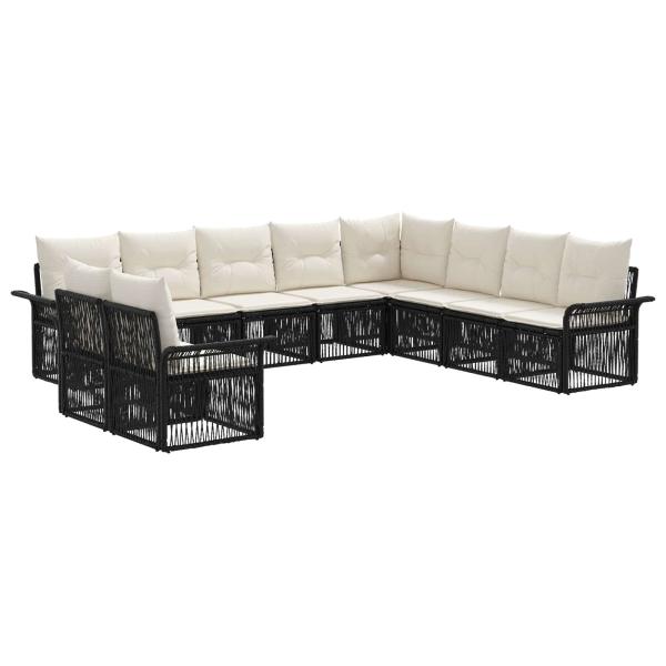 Gartensofa-set 10 stk. Schwarz Poly-Rattan