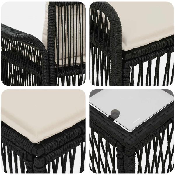 Gartensofa-set 11 Stk. Schwarz Poly-Rattan