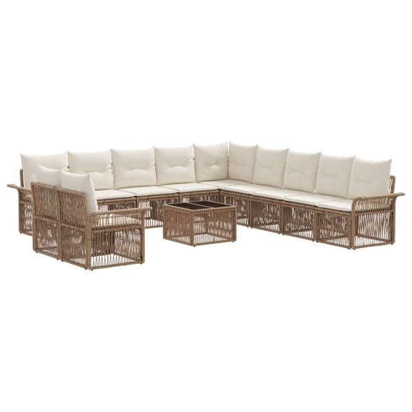 Gartensofa-set 12 Stk. Beige Poly-Rattan