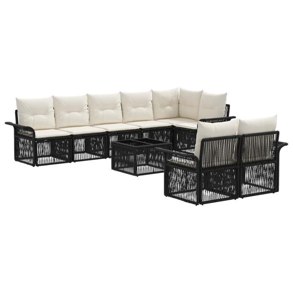 Gartensofa-set 9 stk. Schwarz Poly-Rattan