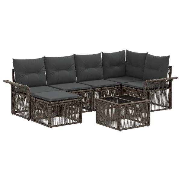 Gartensofa-set 7 Stk. Grau Poly-Rattan