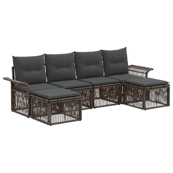 Gartensofa-set 6 stk. Grau Poly-Rattan