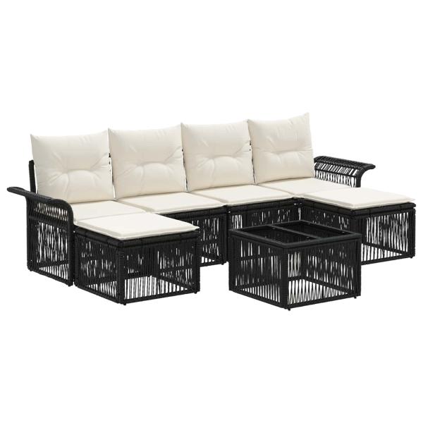 Gartensofa-set 7 stk. Schwarz Poly-Rattan