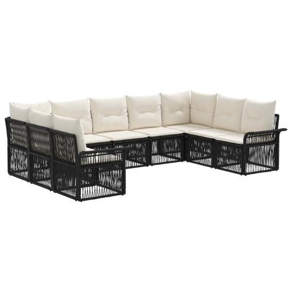 Gartensofa-set 9 stk. Schwarz Poly-Rattan