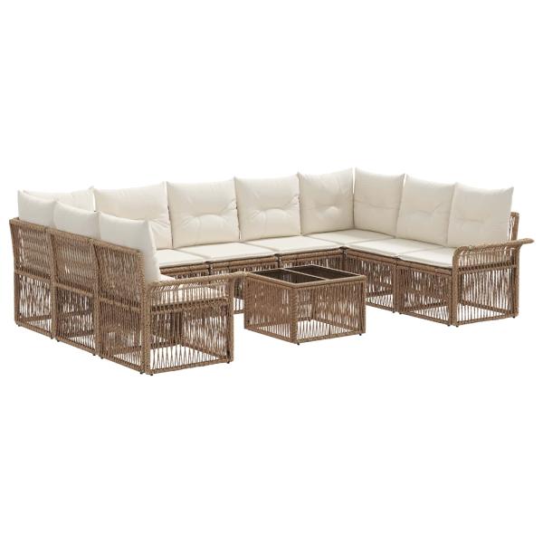 Gartensofa-set 10 Stk. Beige Poly-Rattan