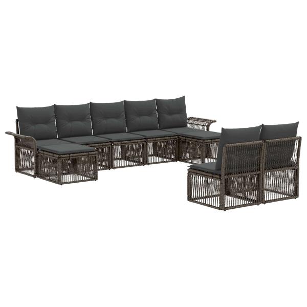 Gartensofa-set 9 stk. Grau Poly-Rattan