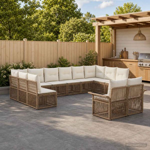 ARDEBO.de - Gartensofa-set 12 stk. Beige Poly-Rattan