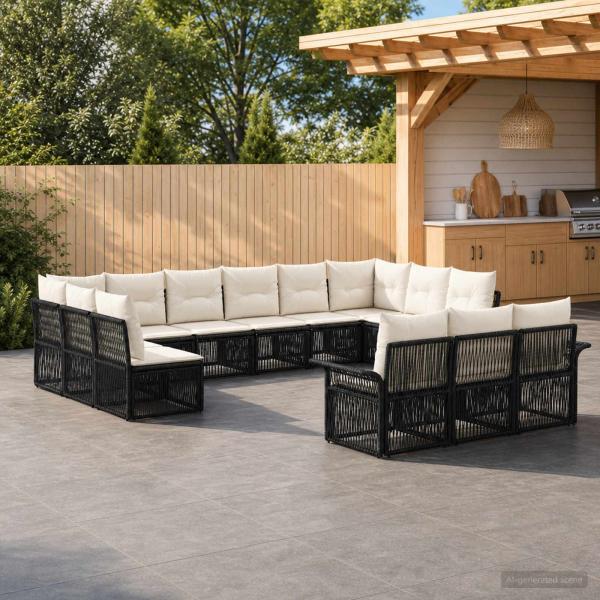 ARDEBO.de - Gartensofa-set 13 stk. Schwarz Poly-Rattan