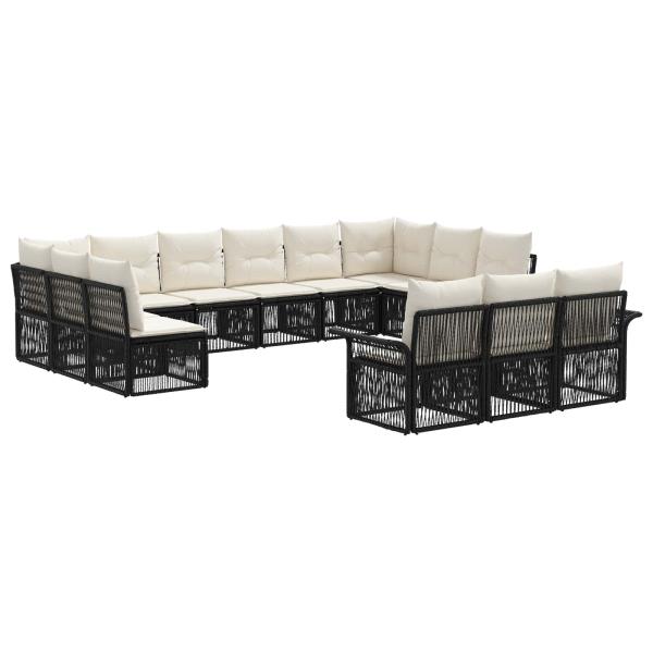 Gartensofa-set 13 stk. Schwarz Poly-Rattan