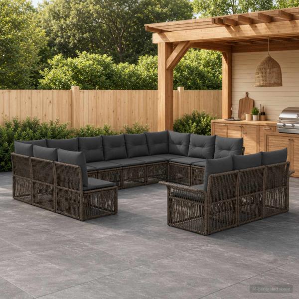 ARDEBO.de - Gartensofa-set 13 stk. Grau Poly-Rattan