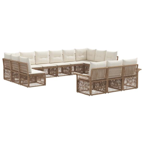 Gartensofa-set 13 stk. Beige Poly-Rattan