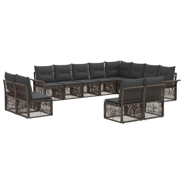 Gartensofa-set 12 stk. Grau Poly-Rattan