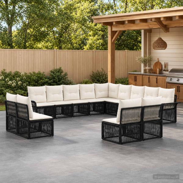 ARDEBO.de - Gartensofa-set 13 Stk. Schwarz Poly-Rattan