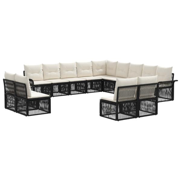 Gartensofa-set 13 Stk. Schwarz Poly-Rattan