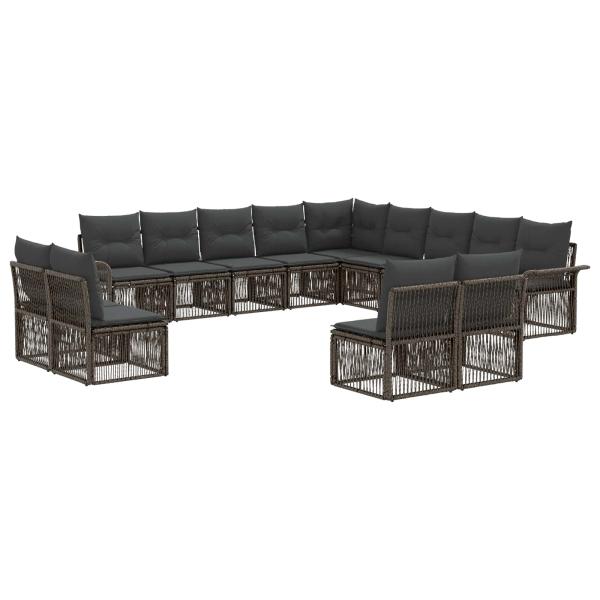 Gartensofa-set 13 stk. Grau Poly-Rattan