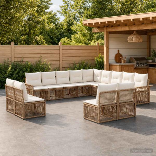 ARDEBO.de - Gartensofa-set 13 stk. Beige Poly-Rattan