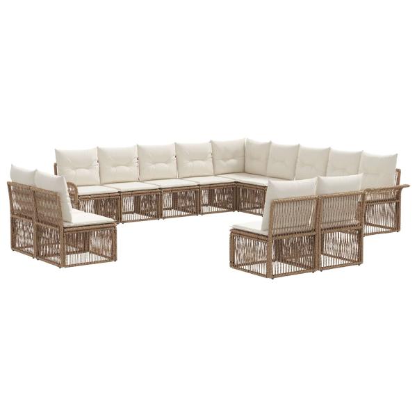 Gartensofa-set 13 stk. Beige Poly-Rattan