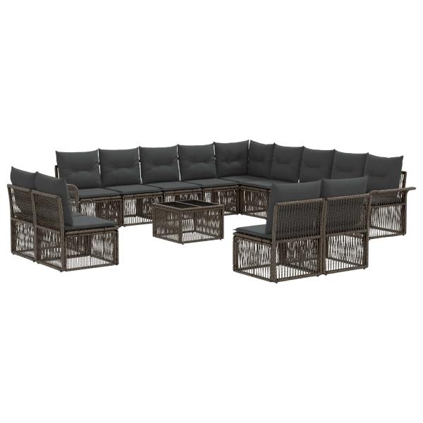 Gartensofa-set 14 stk. Grau Poly-Rattan
