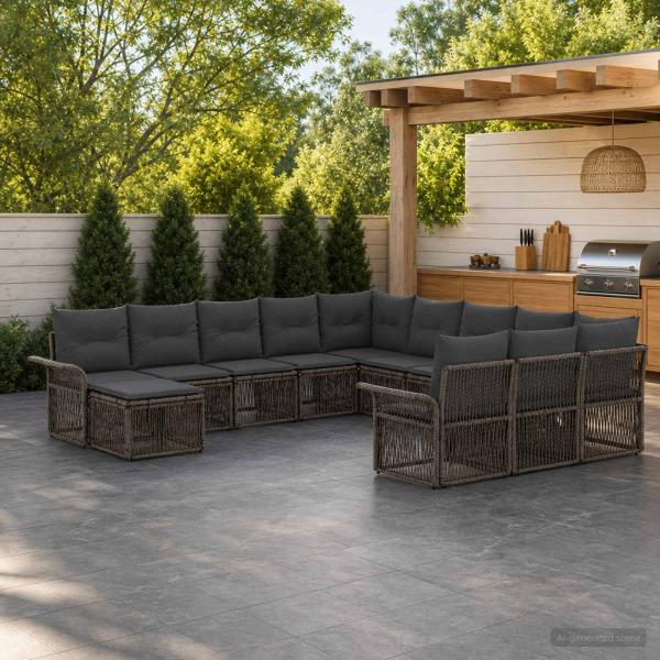 ARDEBO.de - Gartensofa-set 12 stk. Grau und Dunkelgrau Poly-Rattan