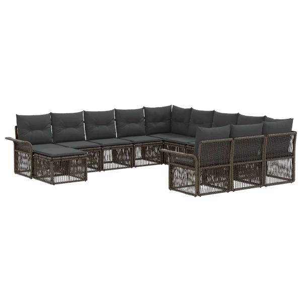 Gartensofa-set 12 stk. Grau und Dunkelgrau Poly-Rattan