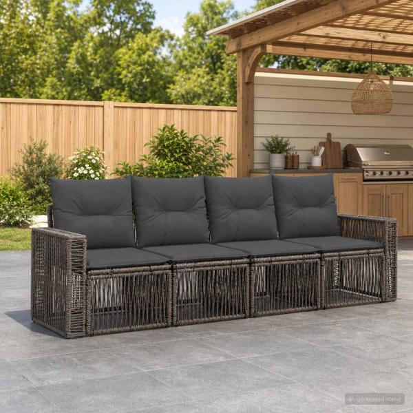 ARDEBO.de - Gartensofa-set 4 stk. Grau und Dunkelgrau Poly-Rattan