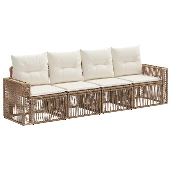 Gartensofa-set 4 stk. Beige und Cremeweiß Poly-Rattan