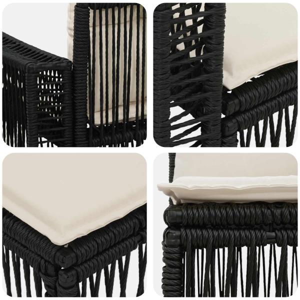 Gartensofa-set 12 Stk. Schwarz und Cremeweiß Poly-Rattan