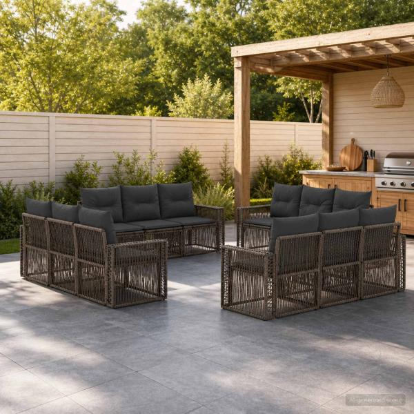 ARDEBO.de - Gartensofa-set 12 stk. Grau und Dunkelgrau Poly-Rattan