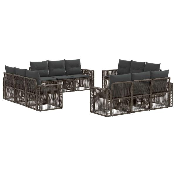 Gartensofa-set 12 stk. Grau und Dunkelgrau Poly-Rattan