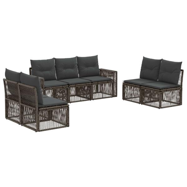 Gartensofa-set 7 stk. Grau und Dunkelgrau Poly-Rattan
