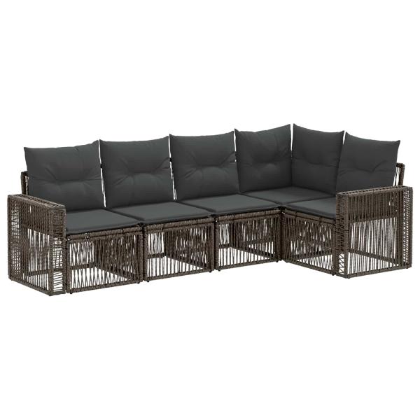 Gartensofa-set 5 stk. 5-Sitzer Grau und Dunkelgrau Poly-Rattan