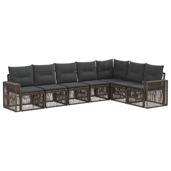 Gartensofa-set 7 stk. Grau und Dunkelgrau Poly-Rattan