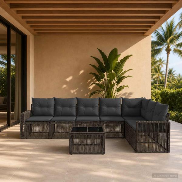 ARDEBO.de - Gartensofa-set 8 Stk. Grau und Dunkelgrau Poly-Rattan