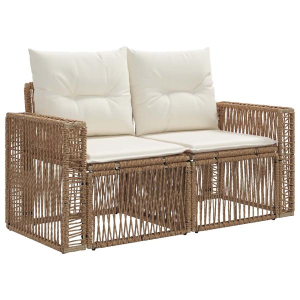 Gartensofa-set 8 Stk. Beige und Cremeweiß Poly-Rattan