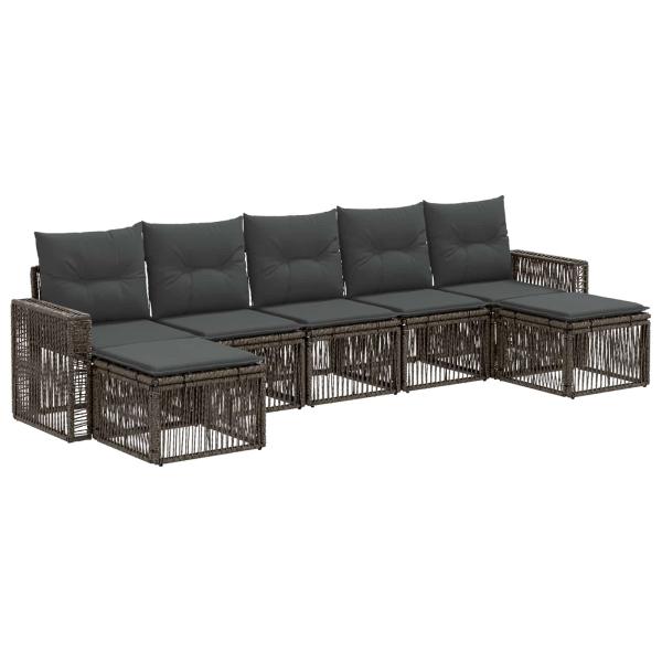 Gartensofa-set 7 stk. Grau und Dunkelgrau Poly-Rattan