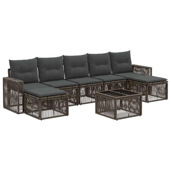 Gartensofa-set 8 stk. Grau und Dunkelgrau Poly-Rattan