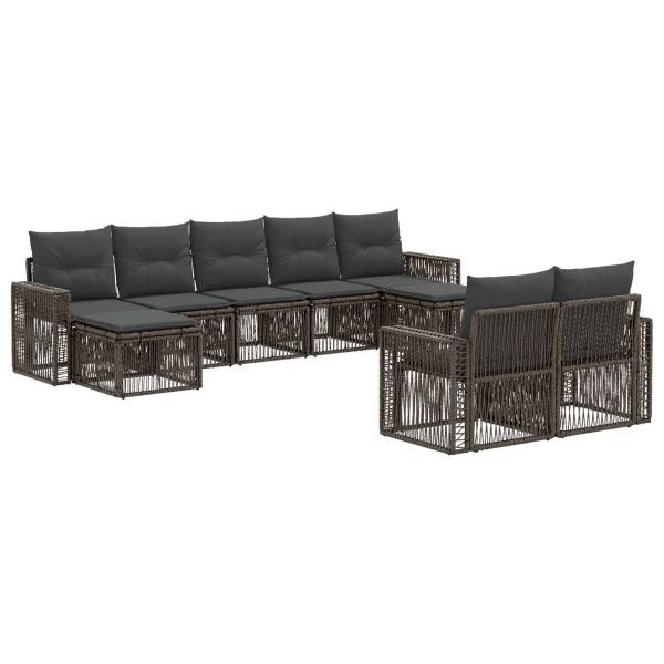 Gartensofa-set 9 stk. Grau und Dunkelgrau Poly-Rattan