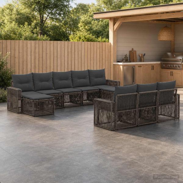 ARDEBO.de - Gartensofa-set 10 stk. Grau und Dunkelgrau Poly-Rattan