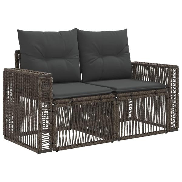 Gartensofa-set 11 stk. Grau und Dunkelgrau Poly-Rattan