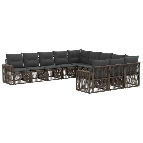 Gartensofa-set 11 stk. Grau und Dunkelgrau Poly-Rattan