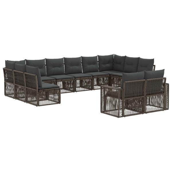 Gartensofa-set 12 stk. Grau und Dunkelgrau Poly-Rattan