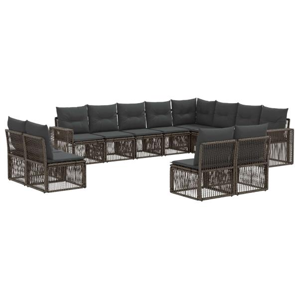 Gartensofa-set 12 stk. Grau und Dunkelgrau Poly-Rattan