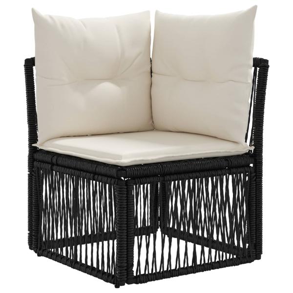 Gartensofa-set 12 Stk. Schwarz und Cremeweiß Poly-Rattan