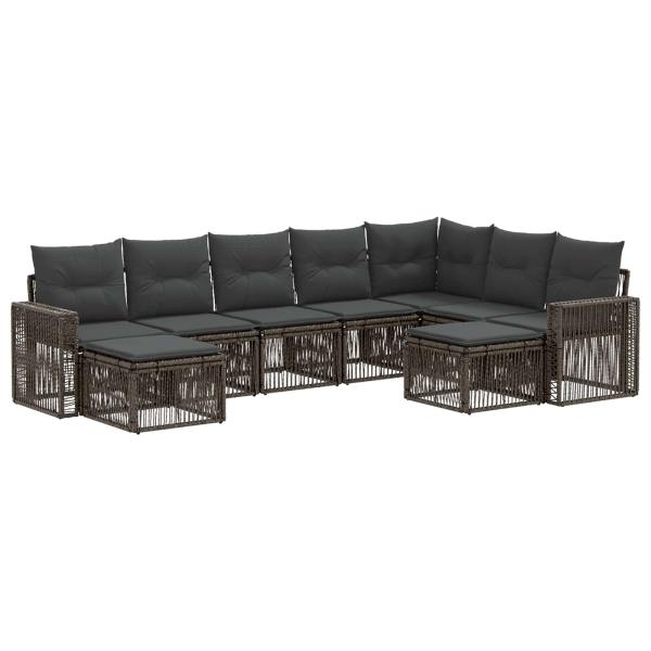 Gartensofa-set 9 stk. Grau und Dunkelgrau Poly-Rattan