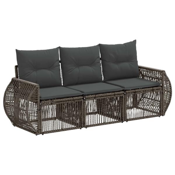 Gartensofa-set 3 stk. Grau und Dunkelgrau Poly-Rattan